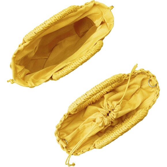 Woven Straw Beach Bag for Womem Top Handle Yellow Crossbody and Shoulder Strap - Picture 5 of 6